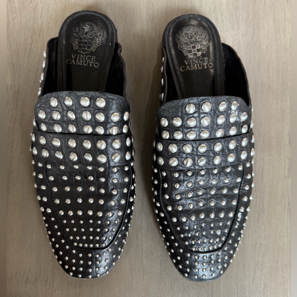 Vince Camuto Black Studded Women’s Mules. Size 8.5